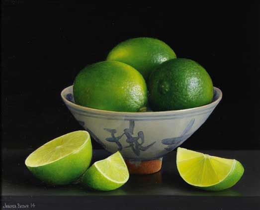 Jessica Brown - Still-life with limes in a Qing bowl and cut limes